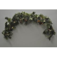 120cm Mantlepiece Pre Lit Christmas Garland with Pine Cones (Battery) by Kingfisher