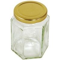 12oz Hexagonal Jar With Gold Screw Top Lid