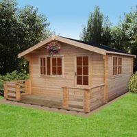 12X12 Kinver 34mm Tongue & Groove Timber Log Cabin with Felt Roof Tiles