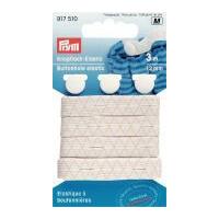 12mm prym buttonhole elastic with 3 buttons 3m white