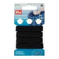 12mm Prym Buttonhole Elastic With 3 Buttons 3m Black