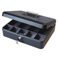 12 inch cash box black with latch and 2 keys plus removable 30cm coin  ...