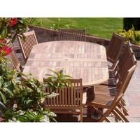 12 Seater Oval Double Extending Teak Set with Folding Chairs