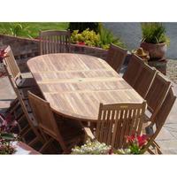 12 Seater Oval Double Extending Set with Folding Chairs and Recliners