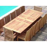 12 Seater Rectangular Double Extending Bath Teak Set