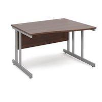 1200 LONG RIGHT HAND WAVE DESK IN WALNUT, SILVER FRAME