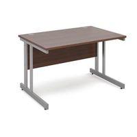 1200 LONG DOUBLE CANTILEVER DESK IN WALNUT, SILVER FRAME