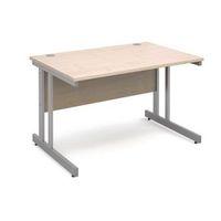 1200 LONG DOUBLE CANTILEVER DESK IN MAPLE, SILVER FRAME