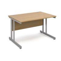 1200 LONG DOUBLE CANTILEVER DESK IN OAK, SILVER FRAME