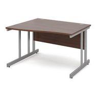 1200 long left hand wave desk in walnut silver frame