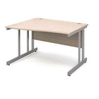 1200 long left hand wave desk in maple silver frame