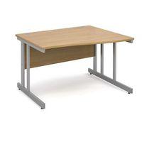 1200 long right hand wave desk in oak silver frame