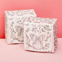 12 Piece/Set Favor Holder - Cuboid Card Paper Favor Boxes Glistening Silver With Butterfly Top