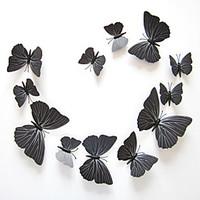 12 PCS Black Butterfly Stickers Animals Decals 3D Wall Stickers Plane Wall Stickers, Plastic 12pcs