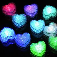 12pcs changing color novelty gadget led light ice heart clear ice cube ...