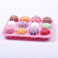 12 holes flowers and plants silicone cake mould pudding jelly ice mold ...