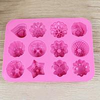 12 hole star heart flowers bakeware chocolate mold baking pan silicone ...