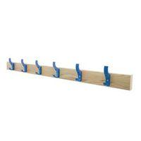 1200mm length solid ash coat rail fitted with 8 hooks blue hooks