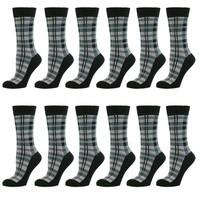 12 pairs comfortable new casual formal mens rich cotton black tartan s ...