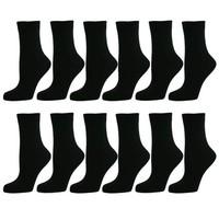 12 Pairs Comfortable New Casual Formal Ladies Women Rich Cotton Black Plain Ankle Socks