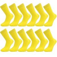 12 Pairs Comfortable New Casual Formal Mens Rich Cotton Plain Socks - Yellow