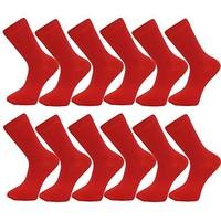 12 Pairs Comfortable New Casual Formal Mens Rich Cotton Plain Socks - Red