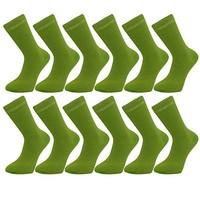 12 Pairs Comfortable New Casual Formal Mens Rich Cotton Plain Socks - Lime Green