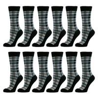 12 Pairs Comfortable New Casual Formal Ladies Women Rich Cotton Black Tartan Ankle Socks