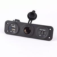 12-24V Motorcycle Car Charger Dual Usb Adapter Charger Sockets Voltmeter