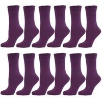 12 Pairs Comfortable New Casual Formal Ladies Women Rich Cotton Purple Plain Ankle Socks