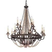 12-light chandelier Mallory in country house style