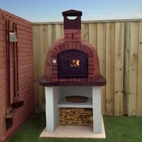 1200mm - 1200mm Brick Outdoor Wood Fired Pizza Oven + Free Oven Tool Set