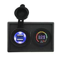 12V led digital display voltmeter and 4.2A USB adapter with housing holder panel for car boat truck RV