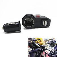 12v-24v Waterproof Motorcycle Car Dual USB Charger Cigerrete Lighter with Switch Dual USB Socket