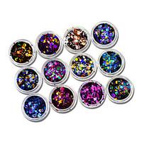 12 Colors Mixed Dot Shape for Round Thin Paillette Glitter for Nail Art Decorations Gel POlish DIY Decorations C12