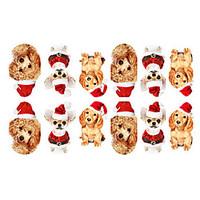 12pcs mini pet dogs with christmas hat pattern luminous nail art stick ...