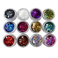 12PCS Diamond-Shaped Gitter Sequins Nail Decorations