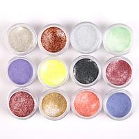 12pcs glittery nail art acrylic paint powder shining nail sculpting ca ...