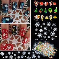 12PCS Mixed 3D Christmas Snowflake Feather Christmas tree Nail Art Stickers