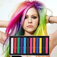 12 Color Temporary Chalk Crayons for Hair Non-toxic Hair Dye Pastels Stick DIY Styling Tools