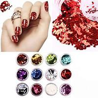 12 colorsset 3d rhombus glitter shape sequins powder nail art acrylic  ...