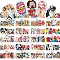 12 Designs/Sets Fashion Nail Art Sexy Cute Designs Watermark Sticker Decals for Nail Decorations Nail Tattoos BN385-396
