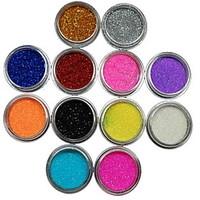 12pcs colors glitter powder nail art decoration