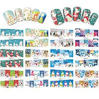 12 Designs Nail Art Stickers Christmas Beautiful Colorful Snowflake Snowman Image Nail Beauty BN217-228