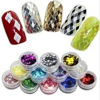 12 Colors Rhombus Glitter Nail Art Decoration Combination