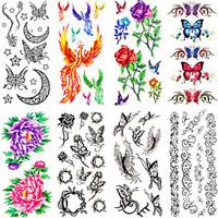 12PCS Mixed Patterns Temporary Tattoos Sticker Women Girl Flower Tattoos Arm Neck Tattoos