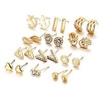 12Pcs/set Stud Earrings Unique Design Geometric Alloy Jewelry For Party Daily Casual 1 Set