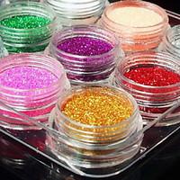 12pcs mixed color glitter powder nail art decorations