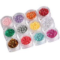 12PCS 2.5mm4mm Small Size Iridescence Ling Shape Nail Art Sequins