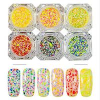 12bottles/set 0.2g/bottle Diamond Bottle Fashion Nail Art Colorful Snowflake Beautiful Irregular Flakes Sweet Style DIY Charm Decoration XH01-12